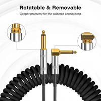 Câble audio enroulé en spirale Xput à angle droit 6,35 mm Jack-Jack pour guitare, cordon d'instrument multi-longueurs 1-30 m pour instruments électriques