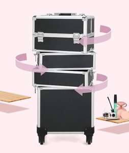 Dynertek איפור נייד טרולי קיבולת גדולה של מסמר טכנאי נייל תיבת היהירות עבור מארגן תיק יופי - Product Image 5