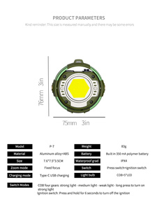 USB có thể sạc lại <span class=keywords><strong>Torch</strong></span> mini <span class=keywords><strong>LED</strong></span> Bút đèn pin làm việc đèn Túi Hồ Quang Đôi nhẹ hơn làm việc ánh sáng với clip COB - Product Image 6