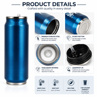 Venta al por mayor de vasos personalizados de 12, 16 y 20 oz para sublimación, de acero inoxidable 304, con aislamiento al vacío, tipo lata de refresco, con tapa y pajita, para fiestas.