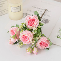 Gesimuleerde bloemen 5 hoofden Nieuwe pioenroos 4 bosjes kleine rozen Kunstbloemen Handboeketten Woonkamer Woondecoratie
