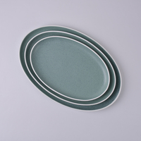Assiettes en céramique de Chine, vaisselle en porcelaine, prix de gros, assiette de luxe en céramique fine pour hôtel, vert mat