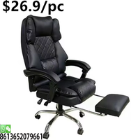 Chaise de patron de bureau en cuir Pu pivotante confortable avec repose-pieds