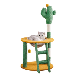 Arbre à <span class=keywords><strong>chat</strong></span> de luxe Tour murale en bois Arbre a <span class=keywords><strong>Chat</strong></span> Cactus et champignon Design avec des matériaux en peluche Jouet du sol au plafond pour chats - Product Image 5