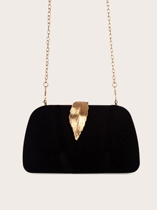 Bolso de Noche de Terciopelo Vintage de Alta Calidad con Diseño de Hojas, Bolso de Mano Cuadrado para Fiesta, Elegante Bolso Negro de Lujo 5A - Product Image 4