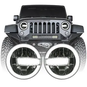 Lampu Depan Led untuk Jeep, Wrangler JK 4 Pintu Tidak Terbatas (2007-2015) untuk Jeep Kit Perakitan Lampu Led dengan DOT & Emark Bersertifikat