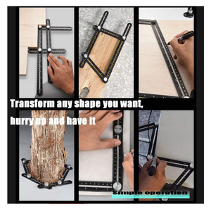 <span class=keywords><strong>Regla</strong></span> de medición de seis pliegues, herramienta de plantilla de 6 lados multiángulo negro, posicionador de apertura multiángulo de aleación de aluminio - Product Image 5