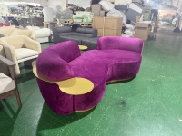 Canapés modulaires modernes trois places pour salon, ensemble de canapés Tateyama en tissu velours rembourrés en éponge