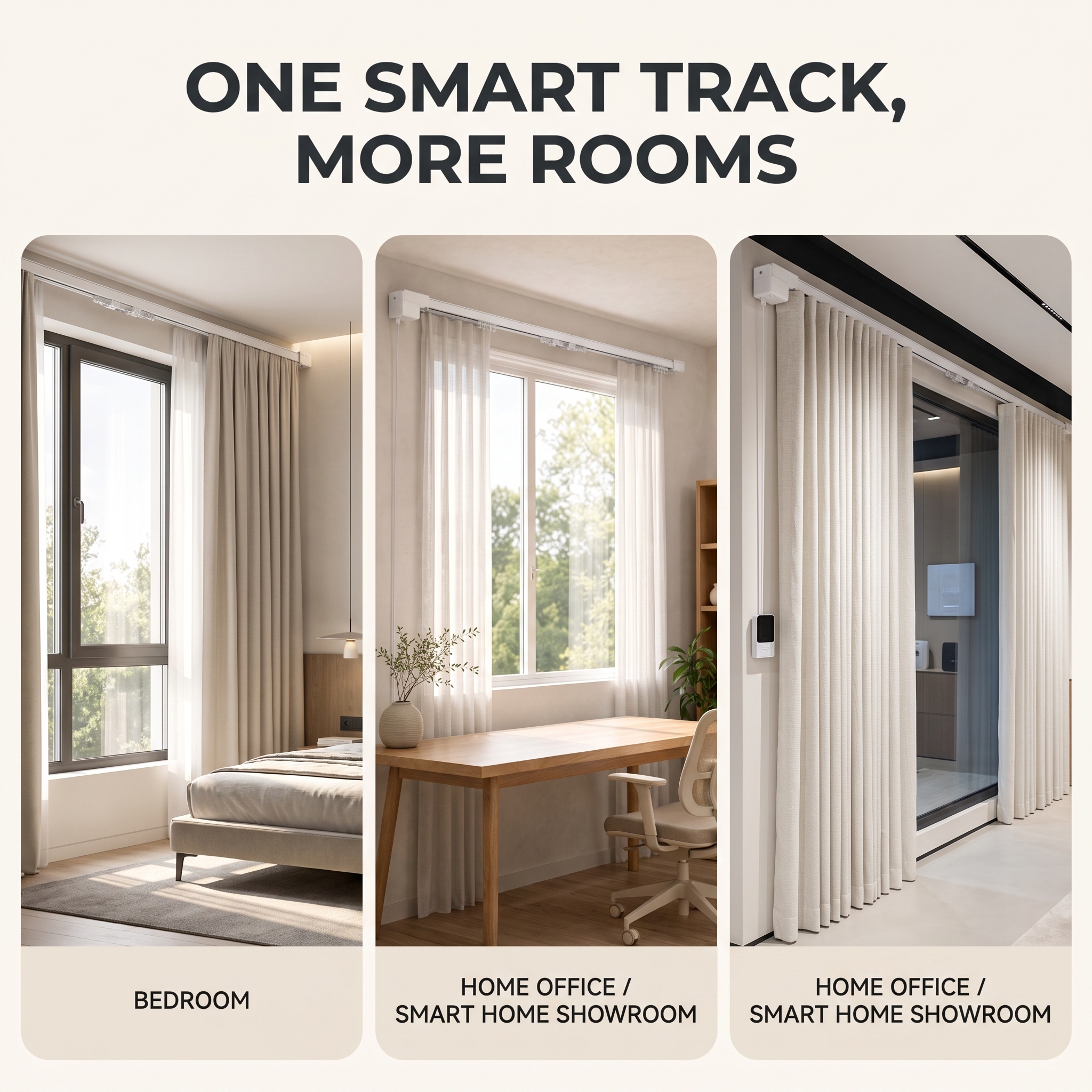 Minisoul Modern Smart Curtain Track Motorized Rail WiFi Remote App Control Quiet Under 45dB Holds Up To 66 Lbs For Living Room · image 12