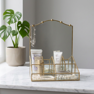 Organisateur de rangement de luxe en laiton et verre pour bijoux et cosmétiques, idéal pour la décoration intérieure (vente en gros) - Product Image 2