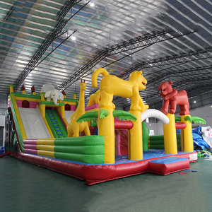 Lâu Đài bơm hơi lớn cho trẻ em theo chủ đề sở thú dễ dàng lưu trữ leo núi và nhảy kết hợp tấm bạt lò xo bơm hơi - Product Image 4