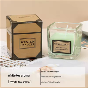 Bedroom Romantic Deodorization Hotel SPA Candlelight Dinner Windproof Smokeless KTV Aromatherapy <b>Candle</b> Glass square Cup <b>Candle</b> - Product Image 5