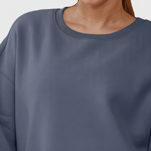 Liso en blanco Sólido Estimado Logotipo personalizado OEM ODM Hombro caído Alta calidad O Cuello Alto Bajo Jersey Vintage Sudadera - Product Image 1