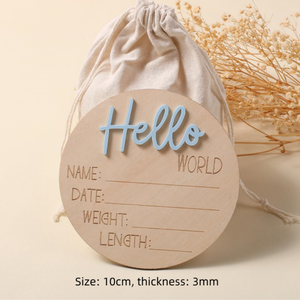 Cartes <span class=keywords><strong>de</strong></span> jalons pour bébé Accessoires <span class=keywords><strong>de</strong></span> photographie en bois pour nouveau-né Signe d'annonce <span class=keywords><strong>de</strong></span> <span class=keywords><strong>naissance</strong></span> Hello World Signe pour nouveau-né - Product Image 2