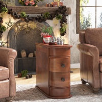 Table d'appoint ronde en bois de style américain de luxe YOUTAI, avec tiroirs de rangement