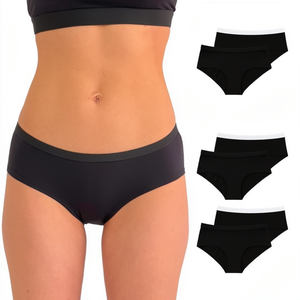 Braguitas de Algodón Tejido para Mujer, Estilo Hipster, Uso Diario, 4 Capas Absorbentes, a Prueba de Fugas, Cintura Baja, Transpirables, de Secado Rápido - Product Image 1