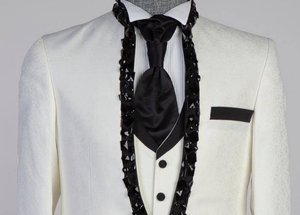 Giacca bianca personalizzata con colletto a scialle e paillettes giacca da uomo matrimonio festa sposo smoking Blazer uomo Dj Nightclub <span class=keywords><strong>Costume</strong></span> da ballo cantante - Product Image 4