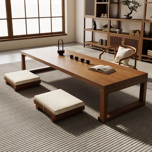 Durevole tavolo da tè Tatami in legno massello per la casa moderna <span class=keywords><strong>giapponese</strong></span> sala da tè mobili semplice bassa finestra galleggiante per soggiorno - Product Image 2