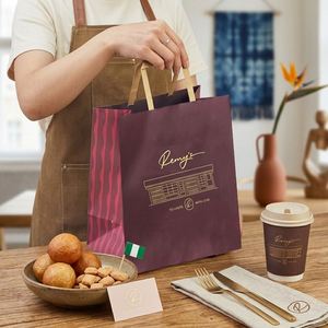 Bolsas de Papel Kraft Reciclables y Desechables Ecológicas Personalizadas con Logotipo Impreso para Comida para Llevar de Restaurantes - Product Image 3