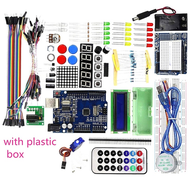 factory wholesale Starter Kit Step Motor Servo 1602 LCD Breadboard Jumper Wire With tutorials for UNO R3 for arduino DIY KIT
