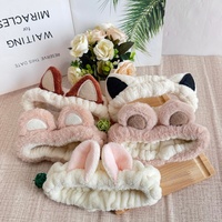 Serre-tête en flanelle douce et confortable avec oreilles d'animaux mignonnes, antidérapant et élastique, idéal pour le maquillage et le spa, couleur personnalisable