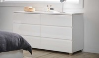 Ensembles de meubles de chambre à coucher en bois blanc moderne 4 pièces avec cadre de lit Queen Size commode 2 tables de chevet pour meubles de chambre à coucher