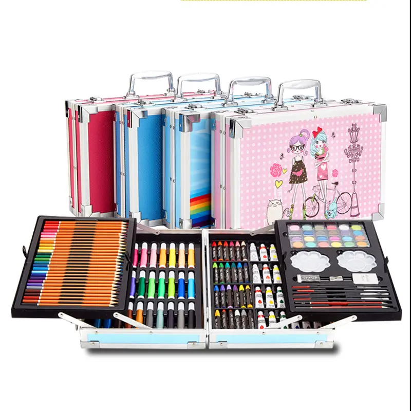 Custom Creativity Stationery Gift Art Paint Pencil Set back to school gift 145 Piece Art Set for Kids Arts and Crafts Sets