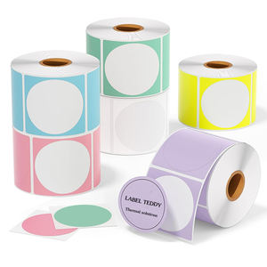 Étiquettes autocollantes rondes thermiques directes TEDDY FSC Mid 2 pouces 51 mm rose cercle 3 preuve 750 feuilles rouleau - Product Image 5