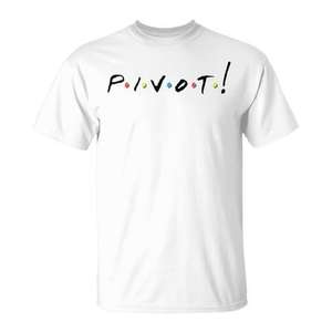 Pivot Friends T-Shirt <b>White</b> Short Sleeve Unisex Cotton Graphic <b>Tee</b> - Product Image 1