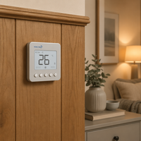 AC840F Termostat Kipas Koil Digital 3 Kecepatan yang Dapat Diprogram 220V Desain Modern Tahan Api PC+ABS untuk Vila Apartemen