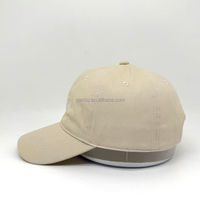 Casquette de baseball ajustable en coton lavé beige uni avec broderie de lettres ARASON en blanc ton sur ton et boucle métallique