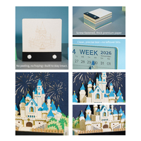 Vente directe usine – Bloc-notes 3D personnalisé fait main, calendrier à feuilles mobiles détachables, modèle 3D Château de Cendrillon lumineux