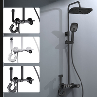 Ensemble de douche numérique mural en laiton chromé noir avec thermostat en céramique et robinet de douche poli pour villa