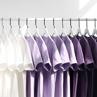 T-shirt à manches courtes en coton pur épais 400g, couleur unie Taro Grape Iris, style japonais, col rond, coupe ample, charmant