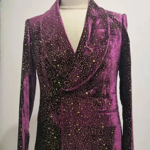High quality bespoke silk fabric full shinny stones suit