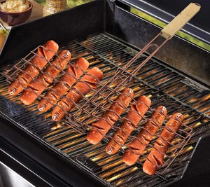 Panier de cuisson Kamado en acier inoxydable robuste et personnalisé pour <span class=keywords><strong>barbecue</strong></span> extérieur, idéal pour saucisses, avec clip en maille antiadhésive et poignée - Product Image 6