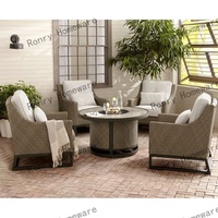 Table de foyer au gaz pour extérieur, jardin, hiver, design paysager, en métal noir, portable, 50000-74999 BTU, chauffage de terrasse