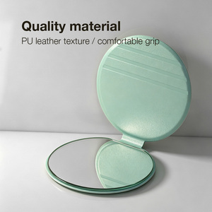 Private Label Foldable <b>Mirror</b> HD Glass Desk <b>Mirror</b> Portable PU Frame Shatterproof Non-Slip Base for <b>Makeup</b> Travel - Product Image 6