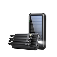 Batterie Externe Solaire 16000mAh avec 4 Câbles Intégrés, Lumière LED, Ignifuge V0, Portable pour Camping en Extérieur, Vente en Gros