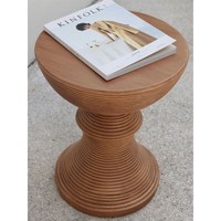 Meja Kopi Samping Desain Nordik Vintage Warna Kayu Alami Minimalis Modern dengan Permukaan Kaca Stainless Steel Motif Kayu