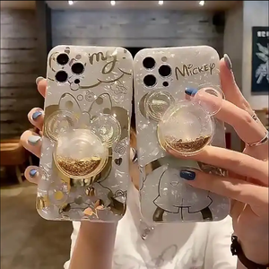 Feuille estampage sables mouvants dessin animé <span class=keywords><strong>Mickey</strong></span> support <span class=keywords><strong>coque</strong></span> de téléphone pour iPhone16Promax 15pro 13/14 motif mignon souris anti-chute 16pro - Product Image 1