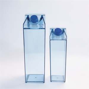 Creative Resistant Plastic Milk Carton <b>Box</b> Geometric Shape Square Milk Cup with Leak-Proof Lid Dishwasher Safe for Party Use - Product Image 2