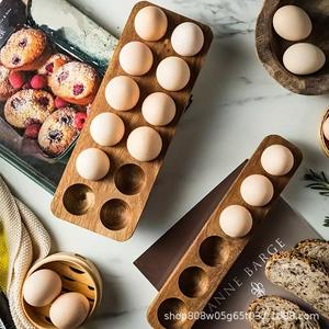 ถาดใส่ไข่ไม้กระถินณรงค์ 8 ช่อง กล่องเก็บอาหารในครัวเพื่อการจัดระเบียบอาหาร - Product Image 1