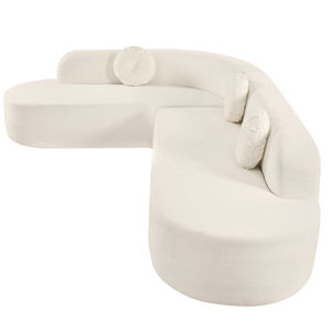 モダンな白い生地ラウンドホワイト湾曲ソファセットコンバーチブル半円形ブークルベッドホテルアパート用リビングルーム家具 - Product Image 3