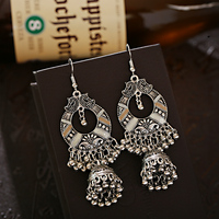 Boucles d'oreilles vintage en forme de cloche pour femme, bijou tibétain, motif floral, géométrique classique, inde, Jhumka