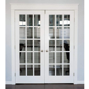 Puerta de Entrada Principal de Diseño Italiano Clásico de Lujo, Fabricada en Madera de Teca Contrachapada, con Rejilla Francesa y Doble Puerta de Madera y Vidrio - Product Image 3