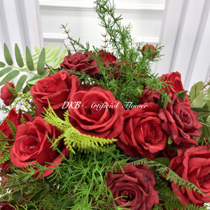 Bola de flores rojas de seda simulada de alto grado con soporte Bola de flores de arreglo de boda para centro de mesa de boda - Product Image 3