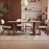 Ensemble de table à manger rectangulaire de style chinois moderne et durable avec plateau en pierre, 4 chaises, pieds en bois massif, meubles pour la maison, 6 places