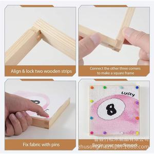 Wooden Cross Stitch <b>Frame</b> Stretch Rod Solid Wood Canvas <b>Frame</b> For Painting Diamond Art <b>Wall</b> Mount Rectangular Durable - Product Image 5