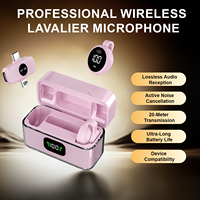 Microphone cravate sans fil professionnel 2-en-1 mini S30 avec étui de charge et écran LED, compatible avec les smartphones